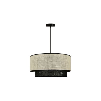 Duolla - Pakabinamas sietynas RATTAN YUTE 1xE27/15W/230V diametras 45 cm kreminė/juoda