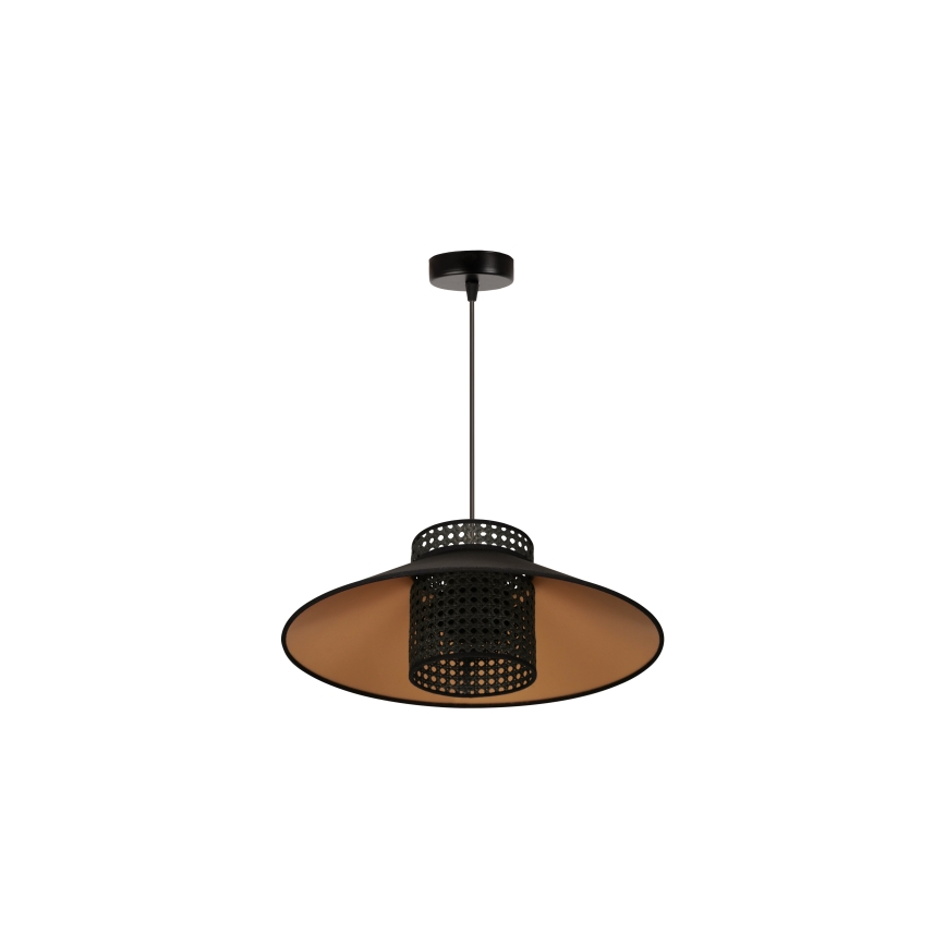 Duolla - Pakabinamas sietynas RIO RATTAN 1xE27/15W/230V diametras 45 cm juoda/auksas