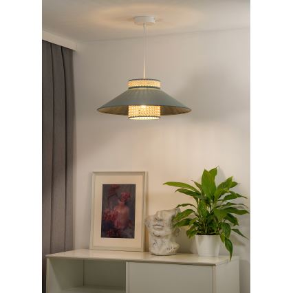 Duolla - Pakabinamas sietynas RIO RATTAN 1xE27/15W/230V diametras 45 cm žalia/rotangas