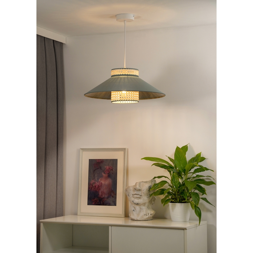 Duolla - Pakabinamas sietynas RIO RATTAN 1xE27/15W/230V diametras 45 cm žalia/rotangas