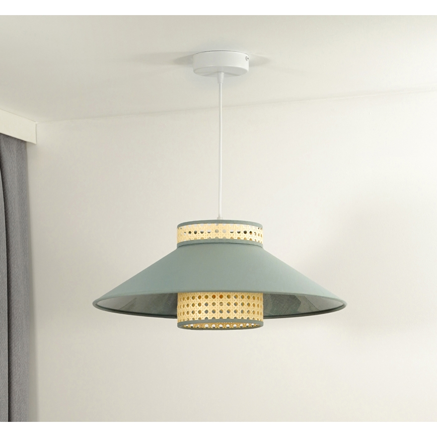 Duolla - Pakabinamas sietynas RIO RATTAN 1xE27/15W/230V diametras 45 cm žalia/rotangas