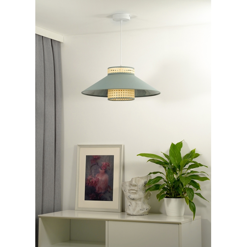 Duolla - Pakabinamas sietynas RIO RATTAN 1xE27/15W/230V diametras 45 cm žalia/rotangas