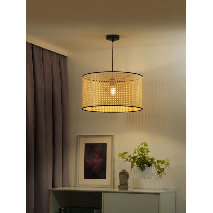 Duolla - Pakabinamas sietynas ROLLER 1xE27/15W/230V diametras 45 cm rotangas/juoda