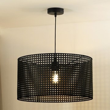 Duolla - Pakabinamas sietynas ROLLER RATTAN 1xE27/15W/230V diametras 45 cm juoda