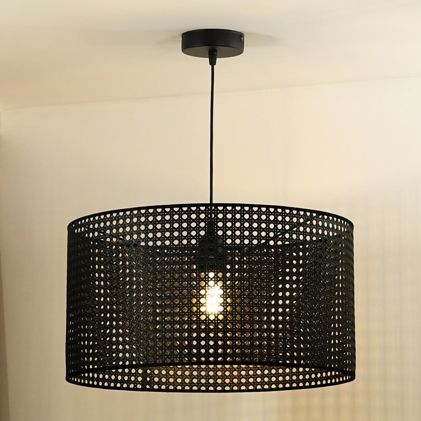 Duolla - Pakabinamas sietynas ROLLER RATTAN 1xE27/15W/230V diametras 45 cm juoda