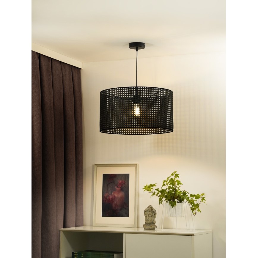 Duolla - Pakabinamas sietynas ROLLER RATTAN 1xE27/15W/230V diametras 45 cm juoda