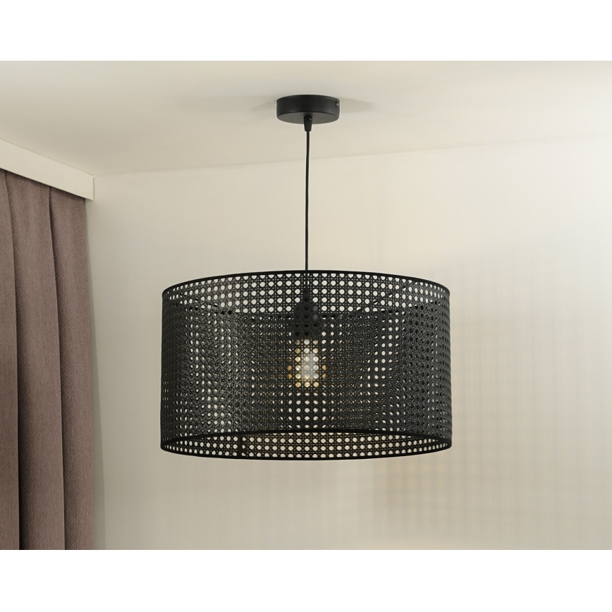 Duolla - Pakabinamas sietynas ROLLER RATTAN 1xE27/15W/230V diametras 45 cm juoda