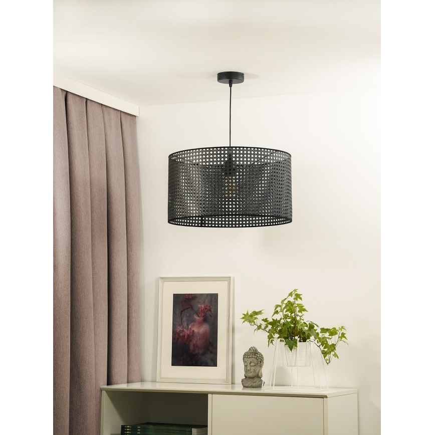 Duolla - Pakabinamas sietynas ROLLER RATTAN 1xE27/15W/230V diametras 45 cm juoda
