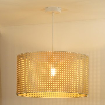 Duolla - Pakabinamas sietynas ROLLER RATTAN 1xE27/15W/230V diametras 45 cm smėlio spalva