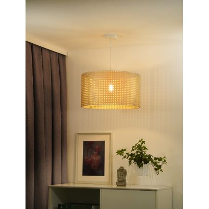 Duolla - Pakabinamas sietynas ROLLER RATTAN 1xE27/15W/230V diametras 45 cm smėlio spalva