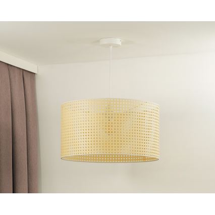Duolla - Pakabinamas sietynas ROLLER RATTAN 1xE27/15W/230V diametras 45 cm smėlio spalva