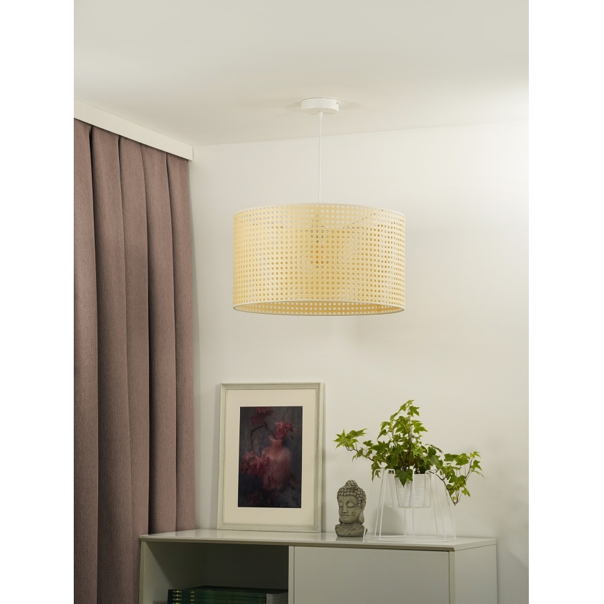 Duolla - Pakabinamas sietynas ROLLER RATTAN 1xE27/15W/230V diametras 45 cm smėlio spalva