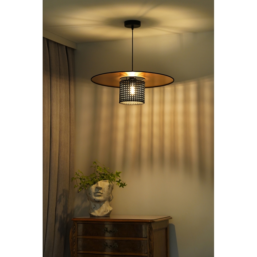 Duolla - Pakabinamas sietynas TOKYO RATTAN 1xE27/15W/230V diametras 50 cm auksas/juoda