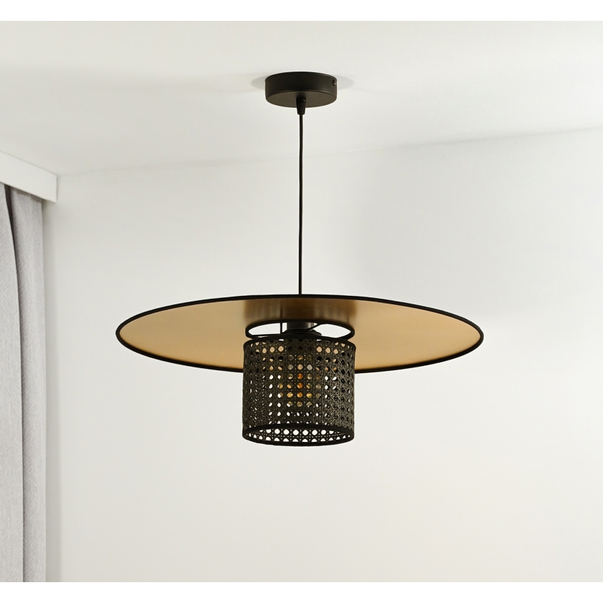 Duolla - Pakabinamas sietynas TOKYO RATTAN 1xE27/15W/230V diametras 50 cm auksas/juoda