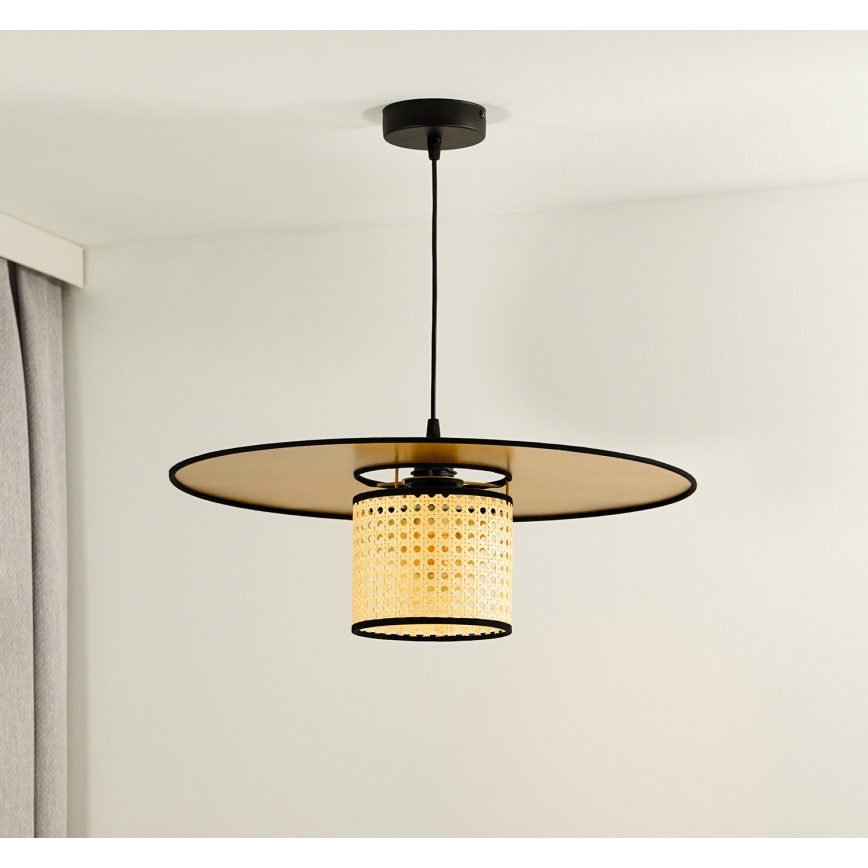 Duolla - Pakabinamas sietynas TOKYO RATTAN 1xE27/15W/230V diametras 50 cm auksas/rotangas