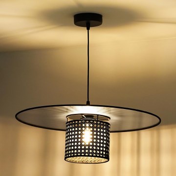 Duolla - Pakabinamas sietynas TOKYO RATTAN 1xE27/15W/230V diametras 50 cm juoda/sidabras