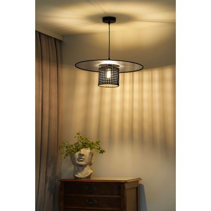 Duolla - Pakabinamas sietynas TOKYO RATTAN 1xE27/15W/230V diametras 50 cm juoda/sidabras