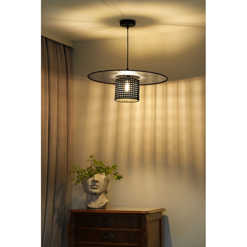 Duolla - Pakabinamas sietynas TOKYO RATTAN 1xE27/15W/230V diametras 50 cm juoda/sidabras