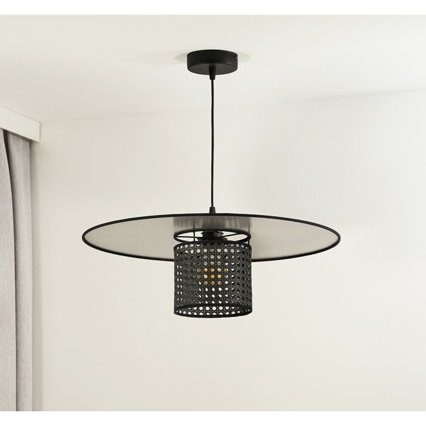 Duolla - Pakabinamas sietynas TOKYO RATTAN 1xE27/15W/230V diametras 50 cm juoda/sidabras