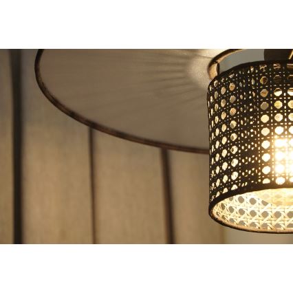 Duolla - Pakabinamas sietynas TOKYO RATTAN 1xE27/15W/230V diametras 50 cm juoda/sidabras