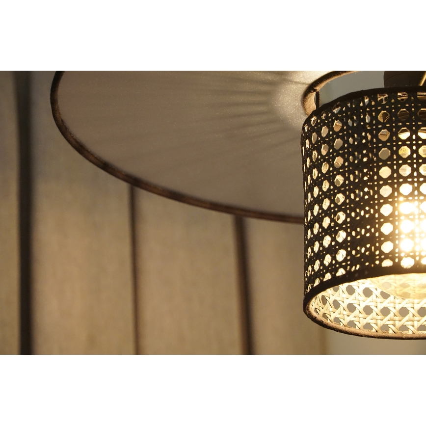 Duolla - Pakabinamas sietynas TOKYO RATTAN 1xE27/15W/230V diametras 50 cm juoda/sidabras