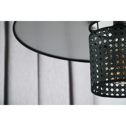 Duolla - Pakabinamas sietynas TOKYO RATTAN 1xE27/15W/230V diametras 50 cm juoda/sidabras