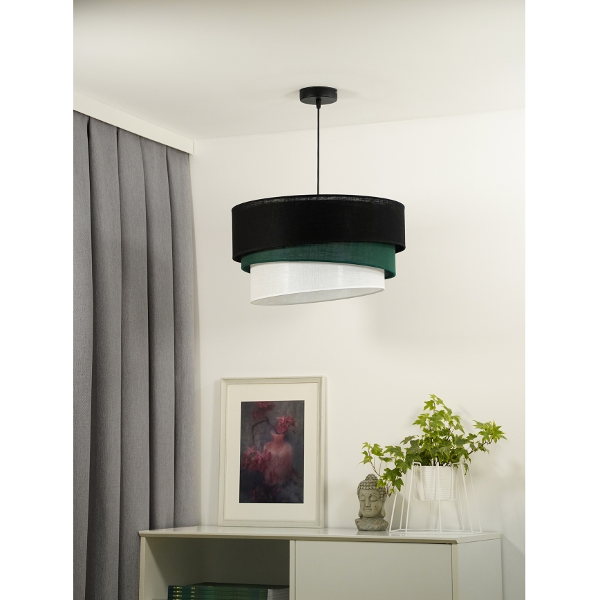 Duolla - Pakabinamas sietynas TRIO 1xE27/15W/230V diametras 45 cm juoda/žalia/balta