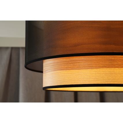 Duolla - Pakabinamas sietynas WOOD BOHO 1xE27/15W/230V diametras 45 cm juoda/smėlio spalva