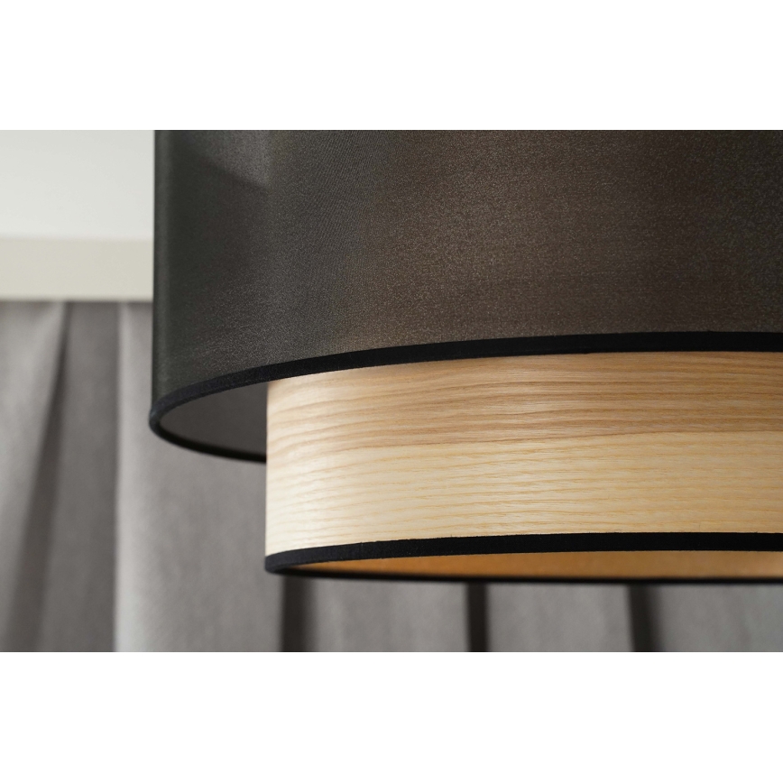 Duolla - Pakabinamas sietynas WOOD BOHO 1xE27/15W/230V diametras 45 cm juoda/smėlio spalva