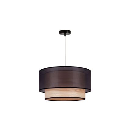 Duolla - Pakabinamas sietynas WOOD BOHO 1xE27/15W/230V diametras 45 cm juoda/smėlio spalva