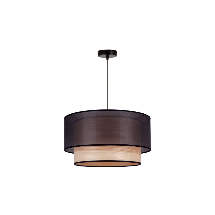 Duolla - Pakabinamas sietynas WOOD BOHO 1xE27/15W/230V diametras 45 cm juoda/smėlio spalva