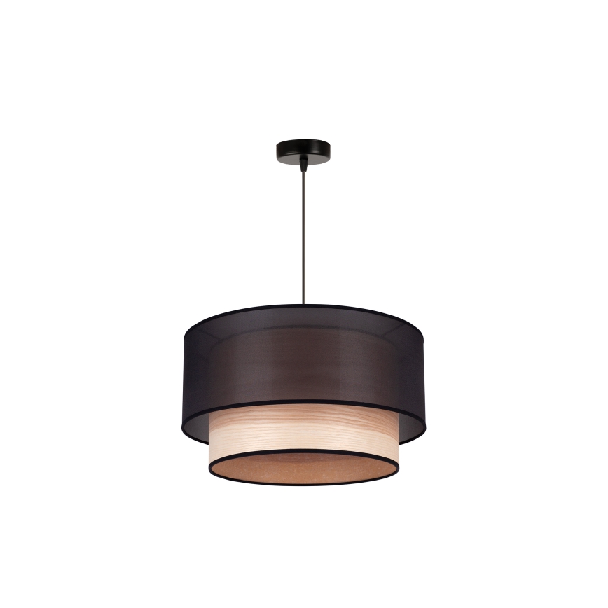 Duolla - Pakabinamas sietynas WOOD BOHO 1xE27/15W/230V diametras 45 cm juoda/smėlio spalva