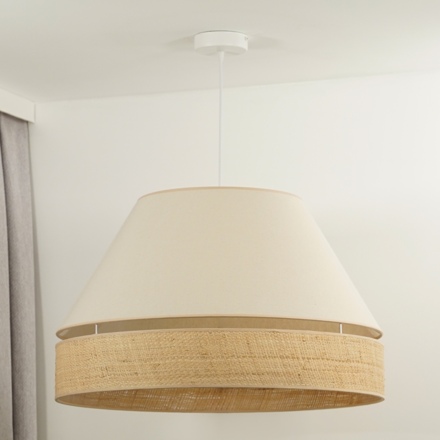 Duolla - Pakabinamas sietynas YUTE AVIGNON 1xE27/15W/230V diametras 60 cm kreminė/smėlio spalva