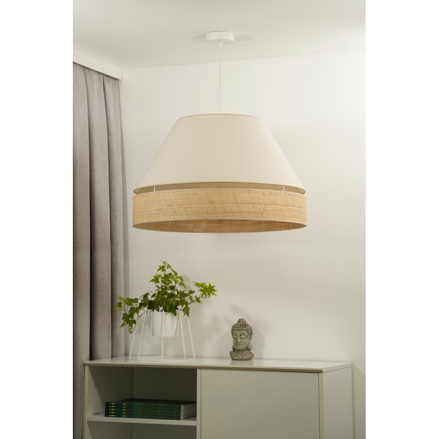 Duolla - Pakabinamas sietynas YUTE AVIGNON 1xE27/15W/230V diametras 60 cm kreminė/smėlio spalva