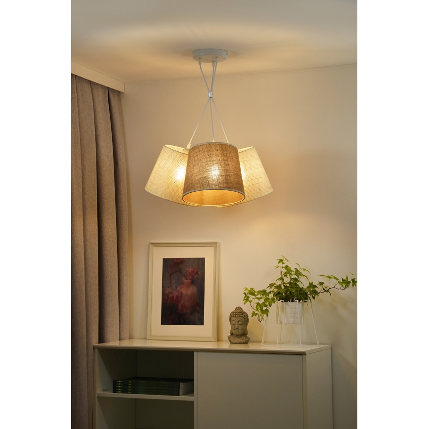 Duolla - Pakabinamas sietynas YUTE ROSSA 3xE27/15W/230V pilka/ruda