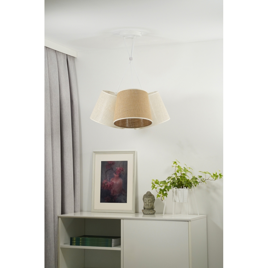 Duolla - Pakabinamas sietynas YUTE ROSSA 3xE27/15W/230V pilka/ruda