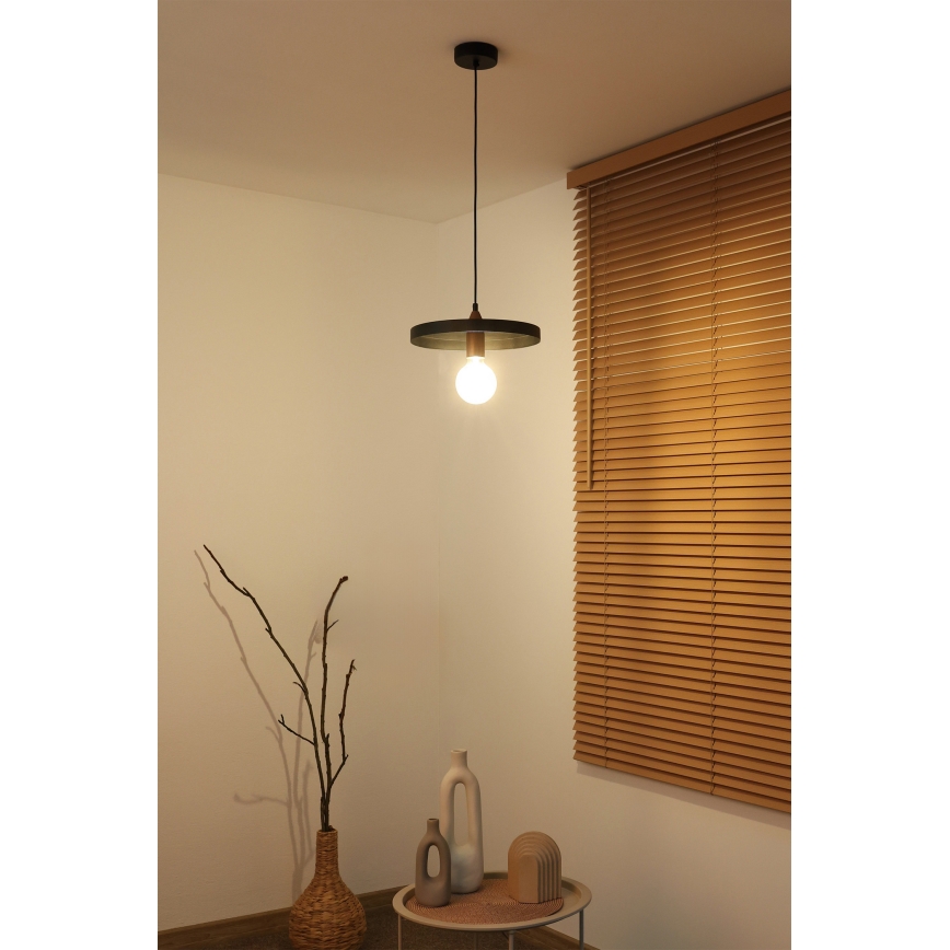Duolla - pakabinamas šviestuvas ant laido IRONLINE 1xE27/15W/230V, skersmuo 30 cm, juoda/varinė