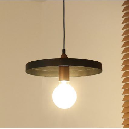 Duolla - pakabinamas šviestuvas ant laido IRONLINE 1xE27/15W/230V, skersmuo 30 cm, juoda/varinė