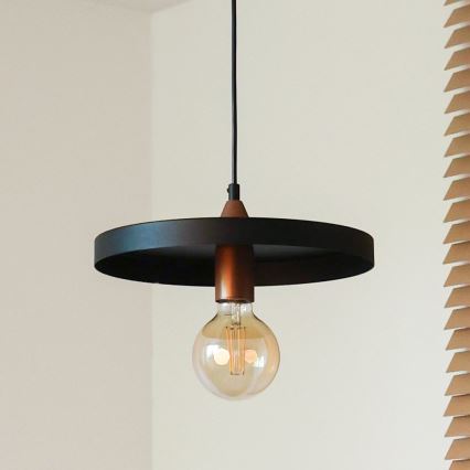 Duolla - pakabinamas šviestuvas ant laido IRONLINE 1xE27/15W/230V, skersmuo 30 cm, juoda/varinė