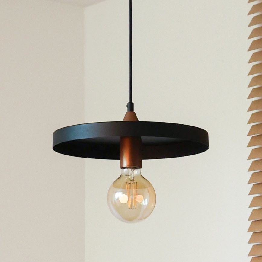 Duolla - pakabinamas šviestuvas ant laido IRONLINE 1xE27/15W/230V, skersmuo 30 cm, juoda/varinė