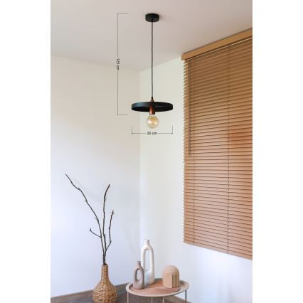 Duolla - pakabinamas šviestuvas ant laido IRONLINE 1xE27/15W/230V, skersmuo 30 cm, juoda/varinė