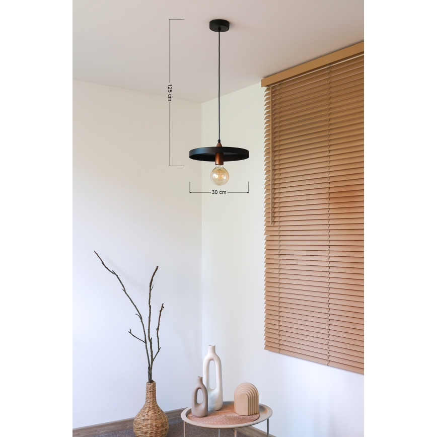 Duolla - pakabinamas šviestuvas ant laido IRONLINE 1xE27/15W/230V, skersmuo 30 cm, juoda/varinė