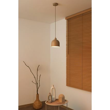 Duolla - pakabinamas šviestuvas ant laido IRONLINE 1xE27/15W/230V, Ø 17 cm, smėlio spalvos