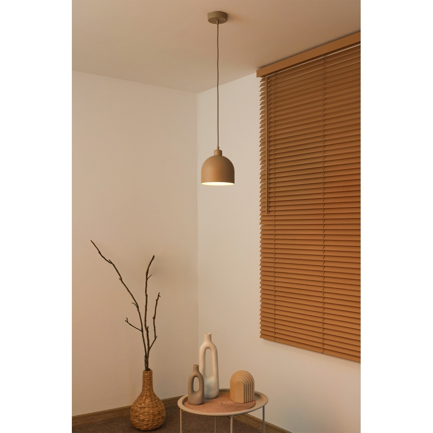 Duolla - pakabinamas šviestuvas ant laido IRONLINE 1xE27/15W/230V, Ø 17 cm, smėlio spalvos