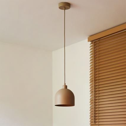 Duolla - pakabinamas šviestuvas ant laido IRONLINE 1xE27/15W/230V, Ø 17 cm, smėlio spalvos