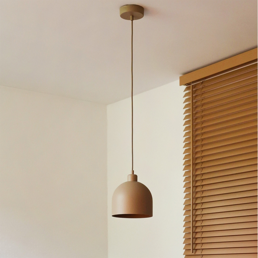 Duolla - pakabinamas šviestuvas ant laido IRONLINE 1xE27/15W/230V, Ø 17 cm, smėlio spalvos