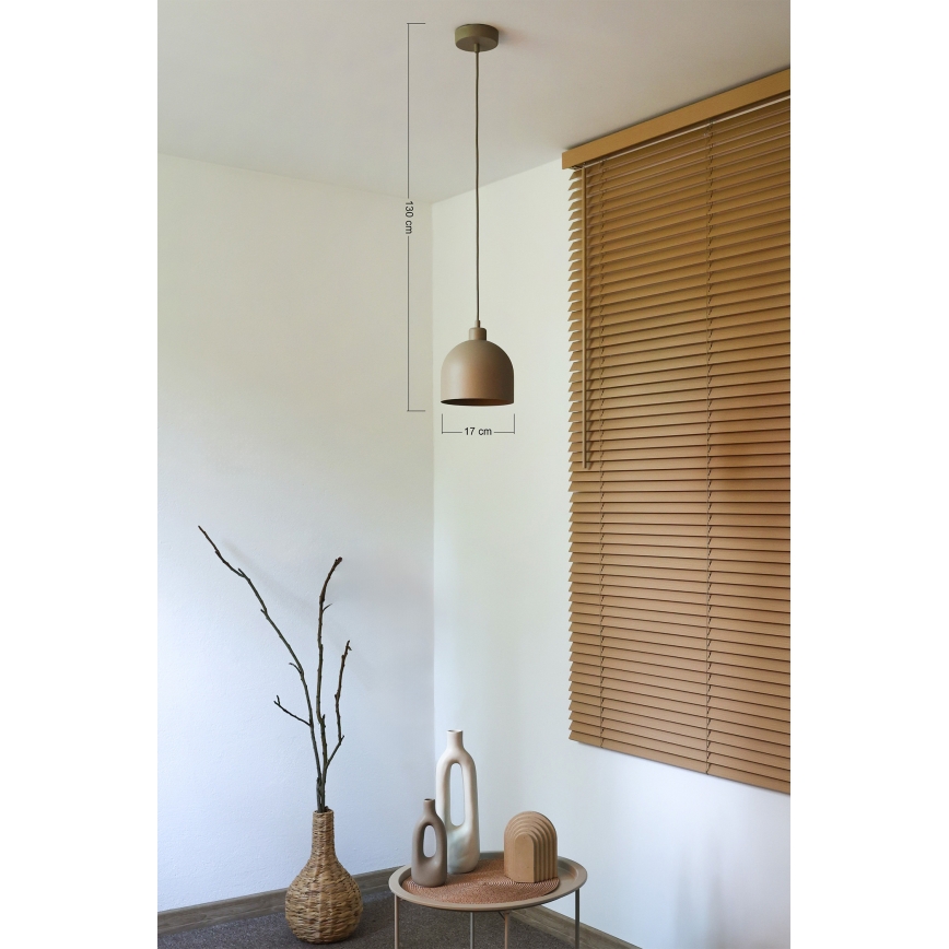 Duolla - pakabinamas šviestuvas ant laido IRONLINE 1xE27/15W/230V, Ø 17 cm, smėlio spalvos