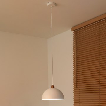 Duolla - Pakabinamas šviestuvas ant laido IRONLINE 1xE27/15W/230V, Ø 27 cm, balta/varinė