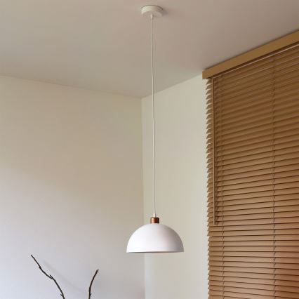 Duolla - Pakabinamas šviestuvas ant laido IRONLINE 1xE27/15W/230V, Ø 27 cm, balta/varinė