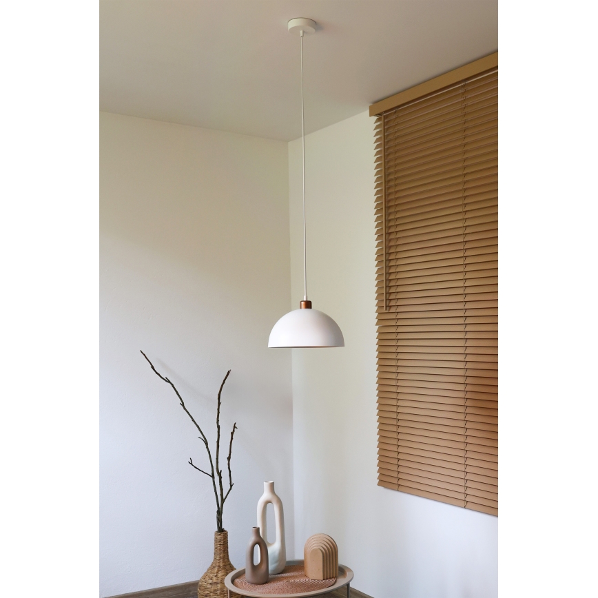 Duolla - Pakabinamas šviestuvas ant laido IRONLINE 1xE27/15W/230V, Ø 27 cm, balta/varinė